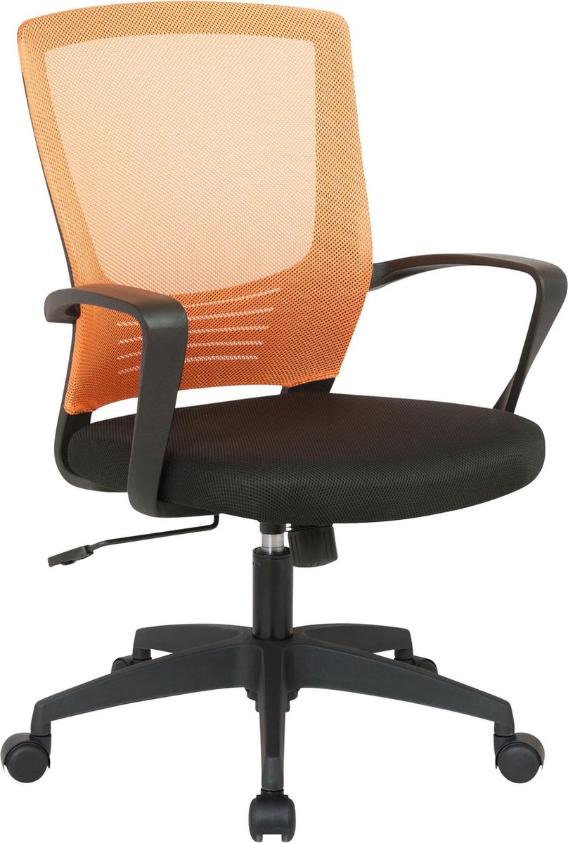 Bureaustoel - Bureaustoel voor volwassenen - Design - Ergonomisch - Gaas - Oranje/zwart - 58x53x101 cm