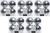 20x Zilveren kunststof kerstballen 10 cm - Mat/glans - Onbreekbare plastic kerstballen - Kerstboomversiering zilver