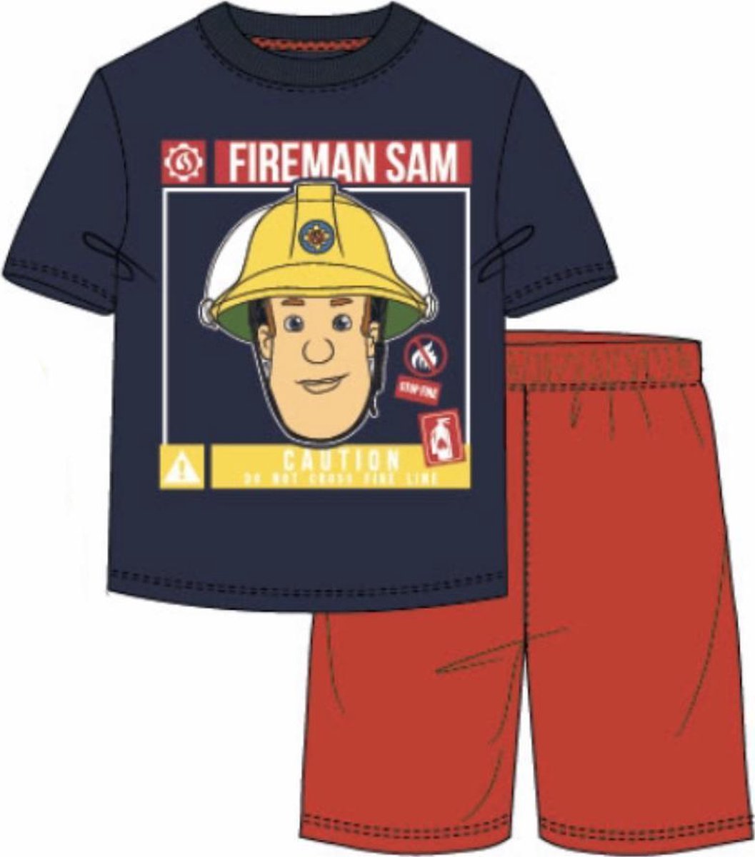 Brandweerman sam pyjama - korte mouw - maat 104 cm / 4 jaar