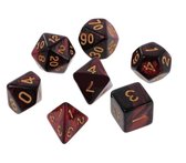 7 delige set dobbelstenen voor Dungeon & Dragons (D&D) - Rood zwarte Polydice set