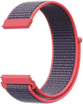 Nylon Band - Universeel 20mm - Samsung Galaxy Active / Garmin Forerunner 645 - Rood Zwart