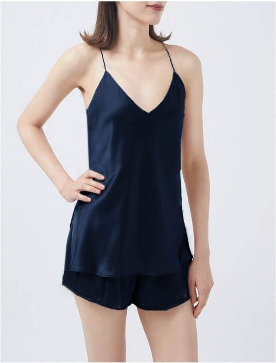 Dames zijden lingerie pyjama top en short set 100% zijde | bol.com