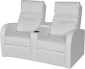 Dubbele Fauteuil   met Armsteun en bekerhouder Wit / Bioscoop stoelen / 2-zits Sofa / Loungestoel (INCL deken) / Lounge stoel / Relax stoel / Chill stoel / Lounge Bankje / Lounge F