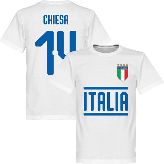 Italië Chiesa 14 Team T-Shirt - Wit - S