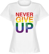 Never Give Up Pride T-Shirt - Wit - Dames - XXL