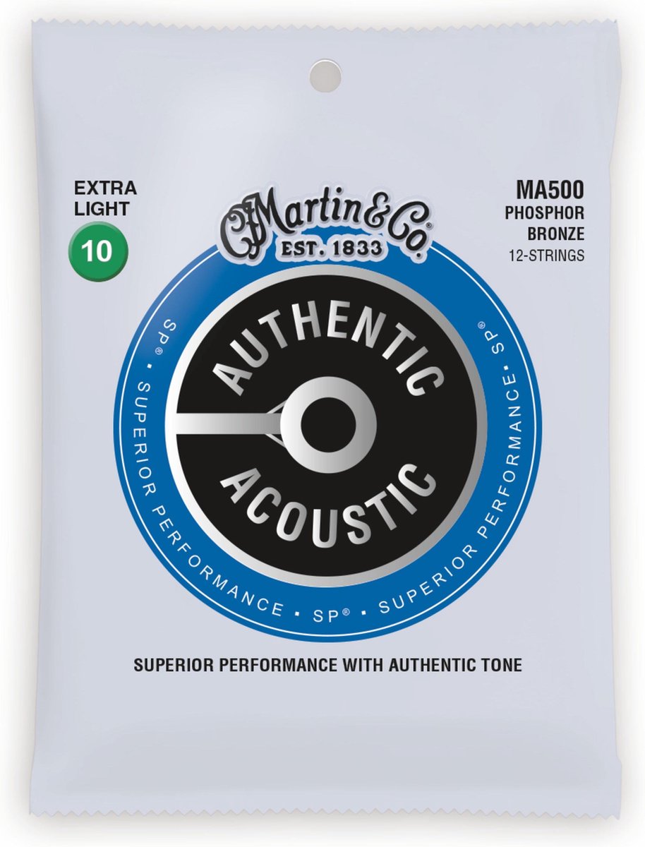 Martin MA500 Snaren voor 12-Snarige Akoestische Gitaar (10-47) Phosphor Bronze, Extra Light