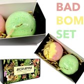 Badbom set-badzout-kleuren roze, groen-6cm ballen-2 stuks per set