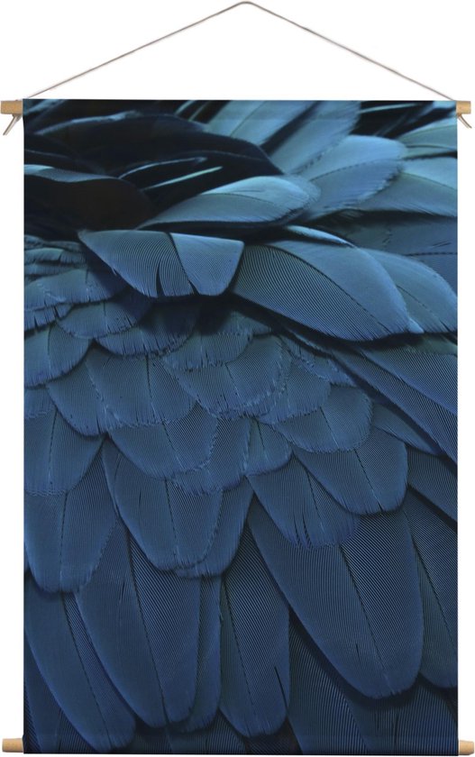 Blauwe Papegaaien veren | Dieren | Textieldoek | Textielposter | Wanddecoratie | | Schilderij