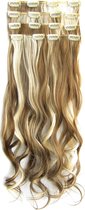 Clip in hairextensions 7 set wavy bruin / blond - P6P/613