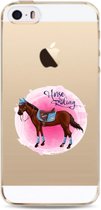 Apple Iphone 5 / 5S / SE2016 transparant siliconen hoesje - Horse Riding