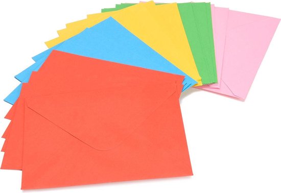 Set van 50 gekleurde enveloppen verschillende kleuren C6 16 x cm | bol.com