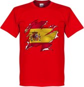 Spanje Ripped Flag T-Shirt - Rood - XL