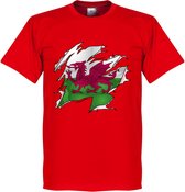 Wales Ripped Flag T-Shirt - Rood - Kinderen - 104