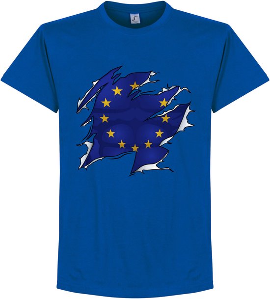 Europa Ripped Flag T-Shirt - Blauw - Kinderen - 152