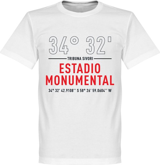 River Plate Estadio Monumental Coördinaten T-Shirt - Wit - M