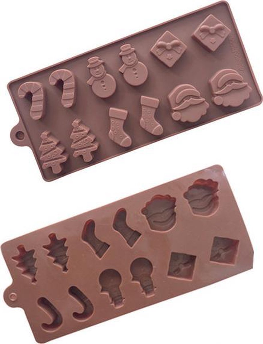 ProductGoods - Siliconen Bakvorm - Choladevorm - Kerstvorm - Bonbonvorm - 12 stuks - Bakvormen