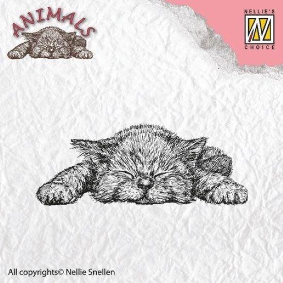 ANI009 Animal clearstamp Nellie Snellen slapend katje stempel poes kat