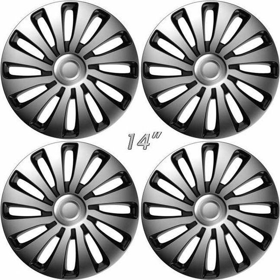 4-Delige Sparco Wieldoppenset Bergamo 14-inch zilver - Heron Automaterialen