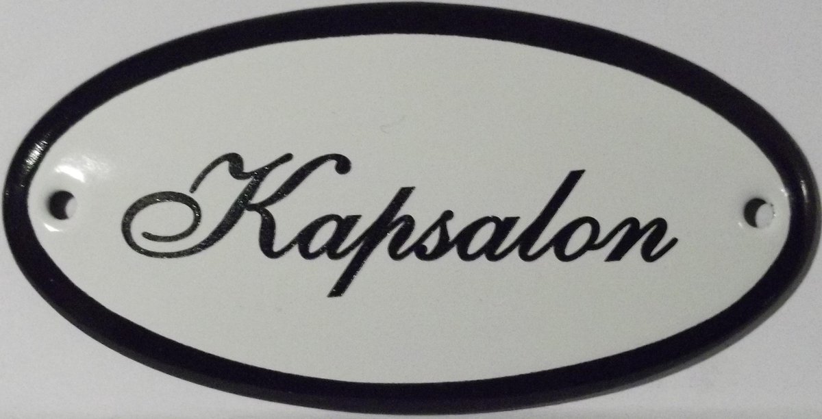 Emaille Deurbordje Ovaal \'kapsalon\'