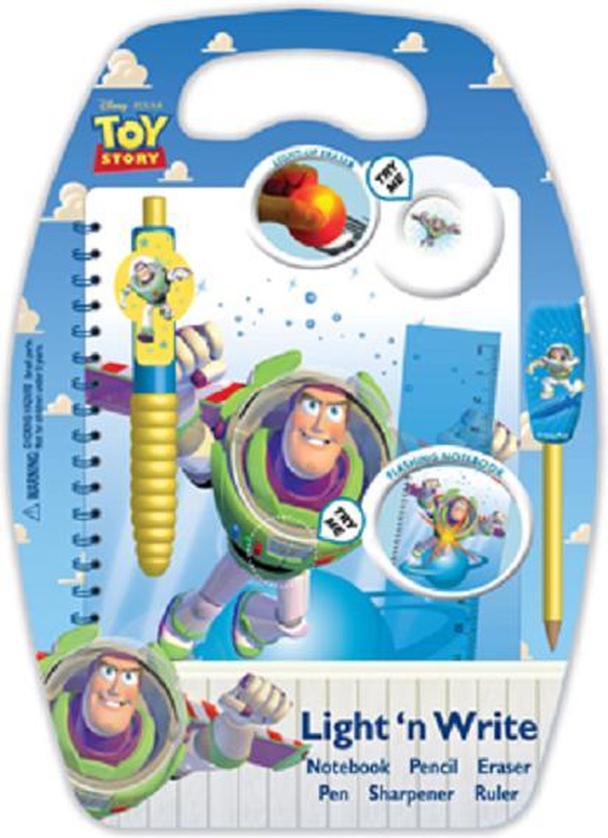 Disney Pixar's Toy Story Buzz Lightyear Light'n'write Pen Notebook Torch And... 