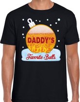 Fout Kerst shirt / t-shirt - Daddy his favorite balls - bier / biertje - drank - zwart voor heren - kerstkleding / kerst outfit M (50)