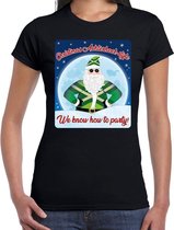 Fout Kerst t-shirt / shirt - Achterhoek style we know how to party - zwart voor dames - kerstkleding / kerst outfit S