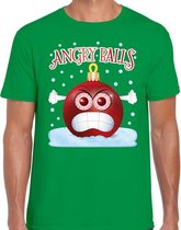 Fout Kerst shirt / t-shirt - Angry balls - groen voor heren - kerstkleding / kerst outfit L (52)