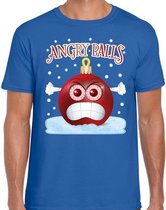 Fout Kerst shirt / t-shirt - Angry balls - blauw voor heren - kerstkleding / kerst outfit S (48)