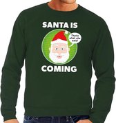 Foute kersttrui - Santa is coming - thats what she said - groen voor heren 2XL (56)