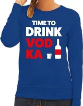 Time to drink Vodka tekst sweater blauw voor dames S