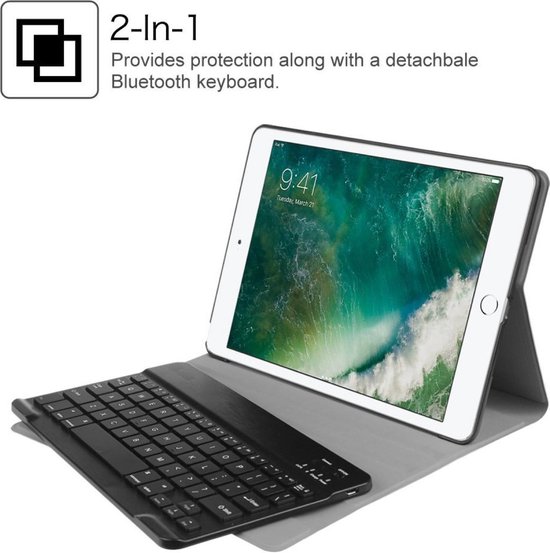 Hoes met Toetsenbord geschikt voor iPad Pro 9.7 - Book Case Cover Hoesje met Toetsenbord en Screenprotector Zwart - iCall