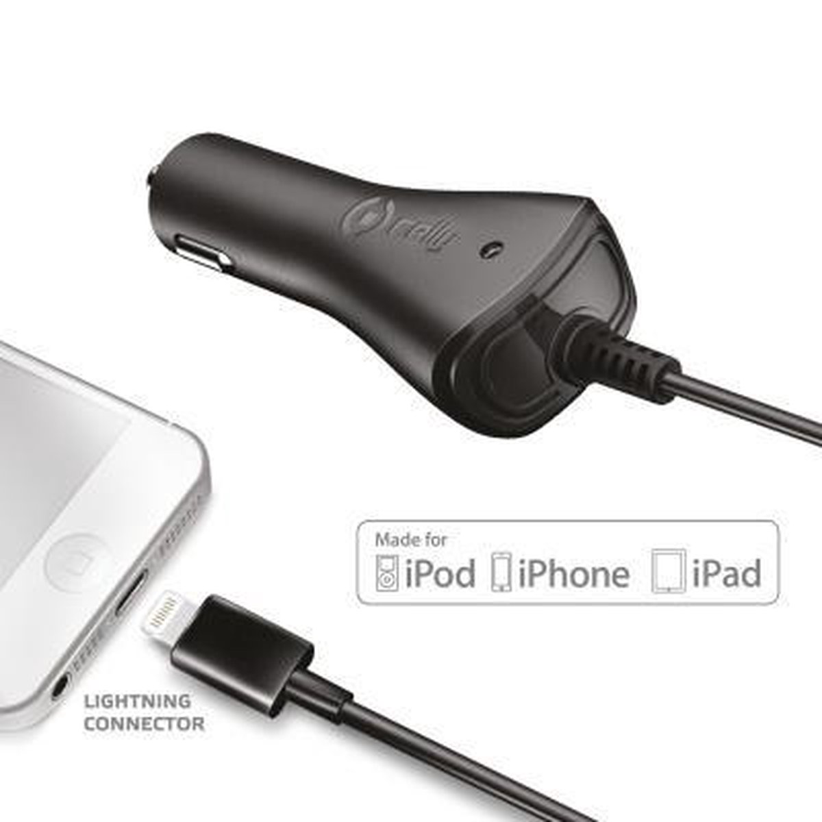 Celly Lightning 1A autolader 1 meter iPhone autolader