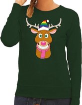 Foute kersttrui / sweater Gay Ruldolf met regenboog muts en roze sjaal groen voor dames - Kersttruien L (40)