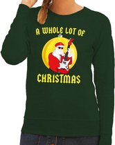 Foute kersttrui / sweater A Whole Lot of Christmas voor dames - groen - Kerstman Angus met gitaar S (36)