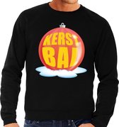 Foute kersttrui kerstbal rood op zwarte sweater voor heren - kersttruien M (50)