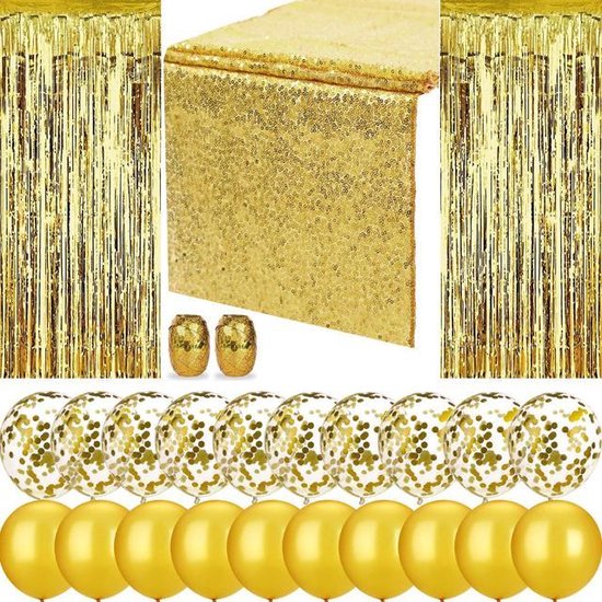 Champagne Binnenwaarts op vakantie Gouden verjaardag decoratie feestpakket (25 st.) - goud versiering - 10,  20, 25, 30,... | bol.com