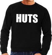 HUTS tekst sweater zwart heren - heren trui HUTS L