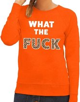 What the Fuck tekst sweater oranje dames - dames trui What the Fuck tijgerprint - oranje kleding XL