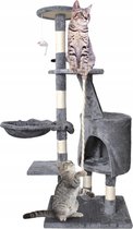 Luxe Katten Krappaal Met Hangmat & Kattenhuis - Activity Center - Krappaal Klimpaal - 118 CM Hoog - Grijs