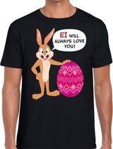 Paas t-shirt Ei will always love you zwart voor heren S