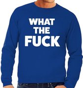 What the Fuck tekst sweater blauw L