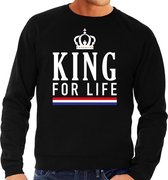 Zwart King for life sweater - Trui voor heren - Koningsdag kleding L