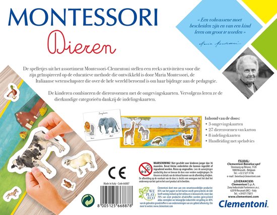 Thumbnail van een extra afbeelding van het spel Clementoni - Dieren Montessori - Educatief spel