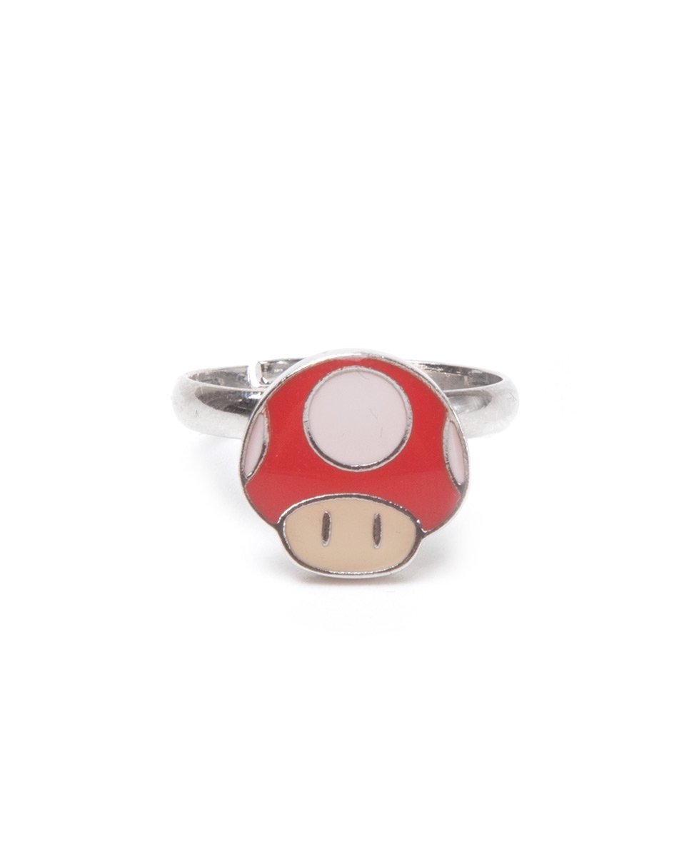 Super Mario - Mushroom ring rood/zilverkleurig - L