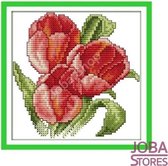 Borduur Pakket "JobaStores®" Bloem 003 11CT Voorbedrukt (21x21cm)