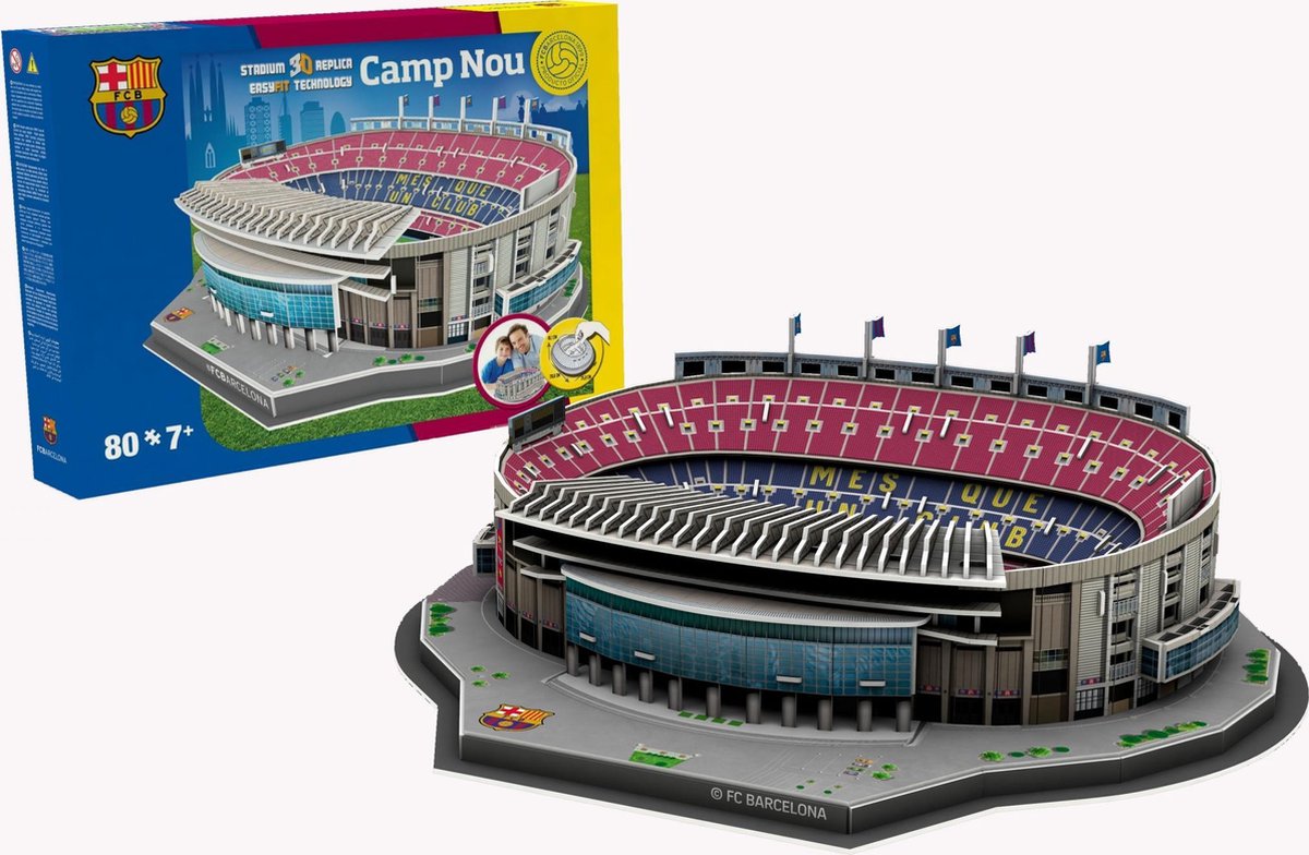 FCB Estadio de Nanostad, Puzzle 3D Stadium Camp NOU Mini by Fc Barcelona (34010), Multicoloured