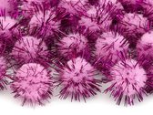 Plush pompom glitter Roze (20 stuks)