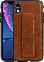 Grip Stand Hardcase Backcover voor iPhone XR Bruin