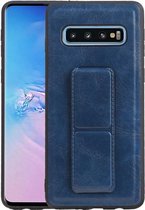 Grip Stand Hardcase Backcover voor Samsung Galaxy S10 Blauw