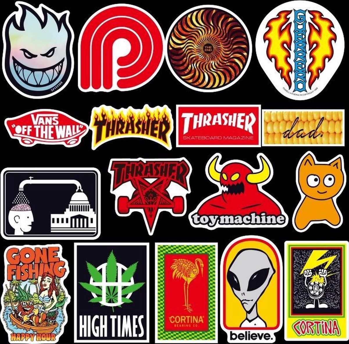 Door meesterwerk auteursrechten Stickers 100 stuks - Skateboard stickers - bekende skateboard merken - Auto  Stickers | bol.com